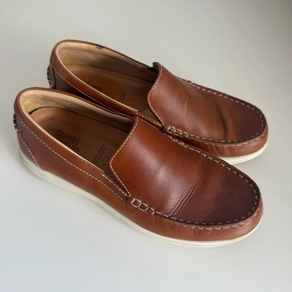 Samuel Hubbard Brown Leather Slip On Loafers Men’s Size 10 Made in Portugal - Picture 3 of 8